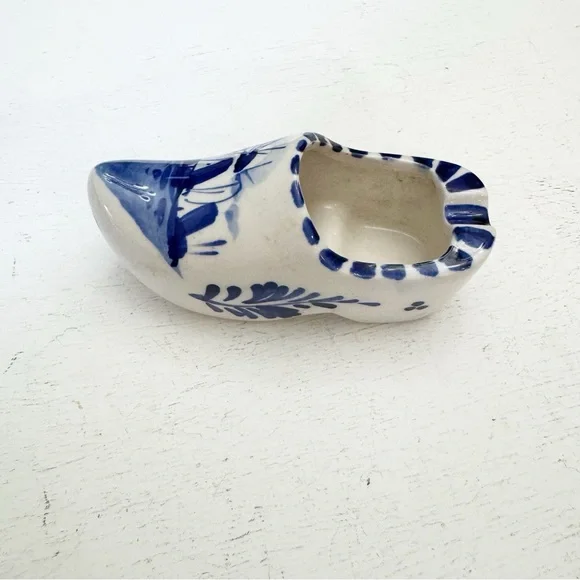Vintage Delft Blue Small Clog Ashtray Hand Painted Holland Windmill - Picture 5 of 13